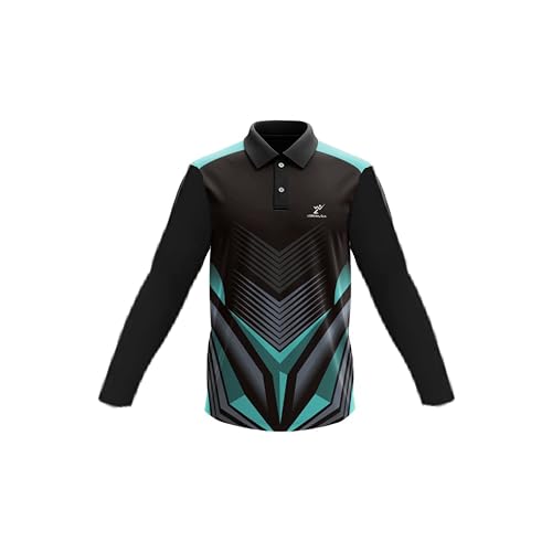 Image of Mens Collar Neck Printed Design Sportswear T-Shirt with Full Sleeves | Regular Dry Fit Gym Cycle Yoga Fitness Run Sports Tshirt