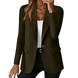 Blazer Mujer Manga Larga con Ajuste Chaqueta Mujer Entretiempo Oficina Clásico Blazer Otoño con Bolsillo Trabajo Traje Chaqueta Elegante Invierno 2#Verde del ejército S