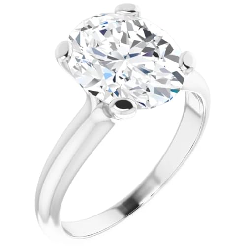 4 Carats Oval Cut Lab Diamond Engagement Ring