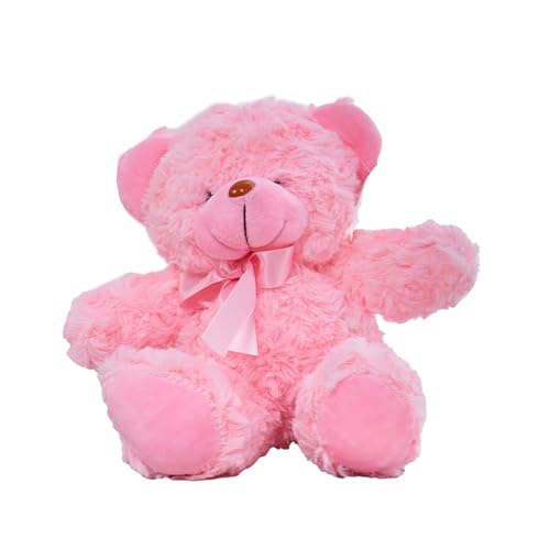 Oso de peluche suave rosa y morado, 20 cm de altura, 15 cm de ancho, con lazo, para niños (rosa)
