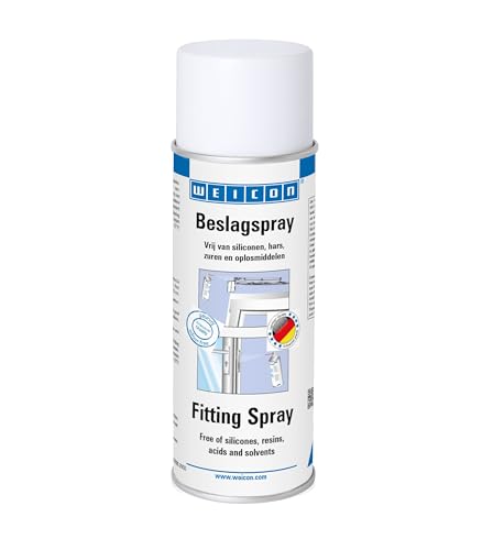 WEICON Spray pour Ferrures 200 ml Huile lubrifiante antirouille pour raccords Charnières de portes Portes Portails Fenêtres Garages Serrures de voitures et bien d'autres Spray anti-rouille grinçant