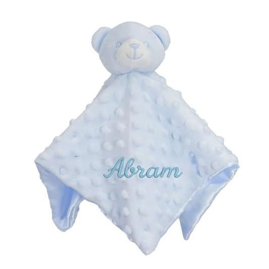 Personalised Newborn Baby Boys Girls Toy Comforter Blankets Elephant, Bunny, Giraffe, Zebra Teddy Embroidered Name | Gift Toy Comforter (Blue Dimple Bear)