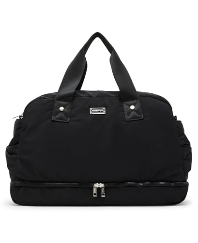 Madden Girl Women's Duffle Travel, Weekender Overnight Duffel Bag, Black