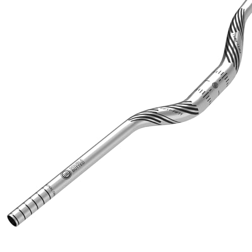 FIFTY-FIFTY Mountain Bike Riser Handlebar, Aluminum Alloy MTB Handlebar, 31.8mm Diameter, 780mm Wide Bicycle Bar (Silver, 50mm Rise)