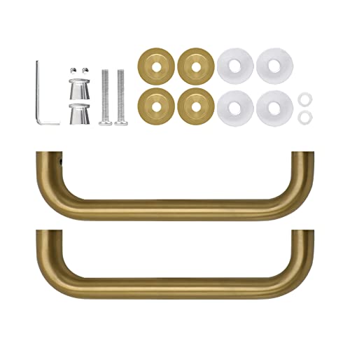 Ckb 8" Shower Door Handle, Shower Glass Door Pull Back To Back Handle Compatible With 1/4" To 1/2" Thickness Glass For Frameless Shower Doors, Gold Plated With 304 Stainless Steel #TOP4