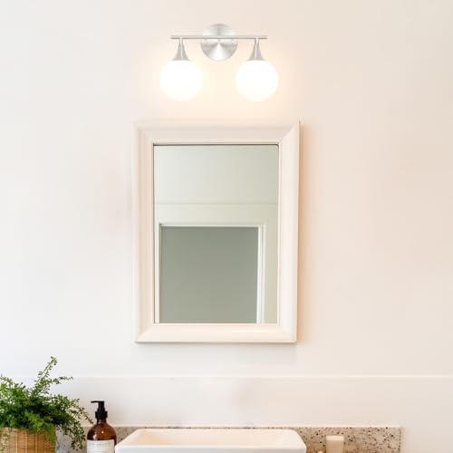 Image of Modern Brushed Nickel Bathroom Vanity Light - Energy Efficient G9 Base Bathroom Lighting Fixtures Over Mirror, Anti-Glare 14.2 Inch Soft Illumination for Makeup & Shaving, Stylish and Affordable