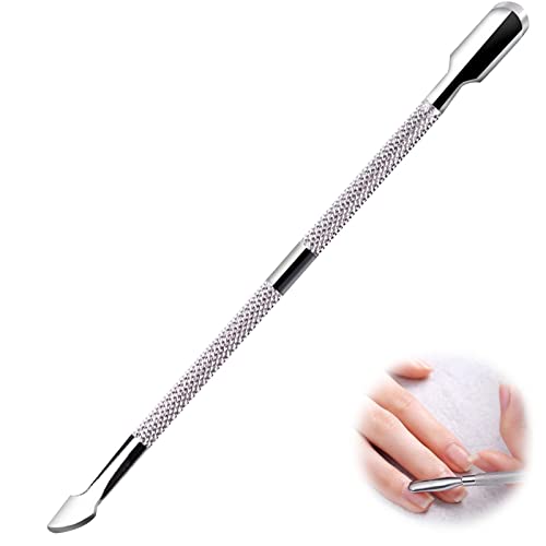 Spingi Cuticole Professionale a Doppia Testa in Acciaio Inox,Rimuovere le Cuticole,Spingicuticole,Raschietto per Unghie in Gel Smalto per Manicure e Pedicure(sliver)