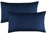 Pillowcases Queen Navy Blue Set of 2 Envelope Closure End Easy Fit for Summer Soft and Breathable Ma