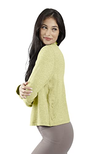 Image of 90 Degree By Reflex Cropped Two Tone Heather Long Sleeve Quarter Zip Jacket