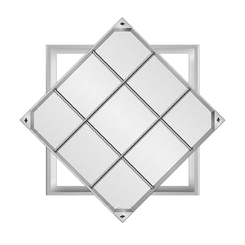 Tapa de Alcantarilla y Marco de Acero Inoxidable, Tapa Invisible, Tapa Cuadrada para Fosa Séptica con Base, para Patio, Entrada de Vehículos y Pavimento(60x60x5cm)