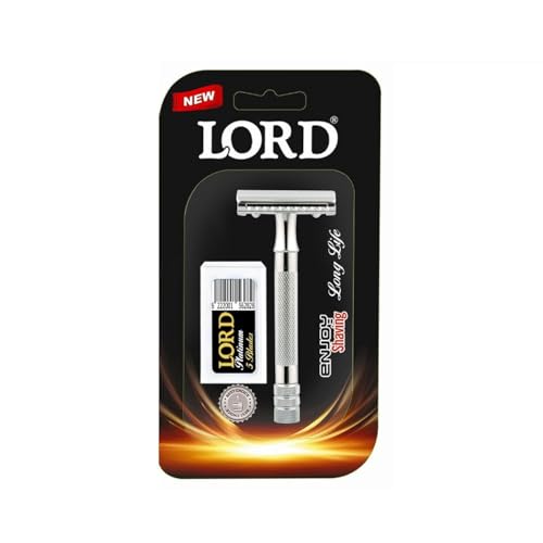 Lord Maquinilla de afeitar de seguridad premium con hoja de doble filo platino, 6 piezas