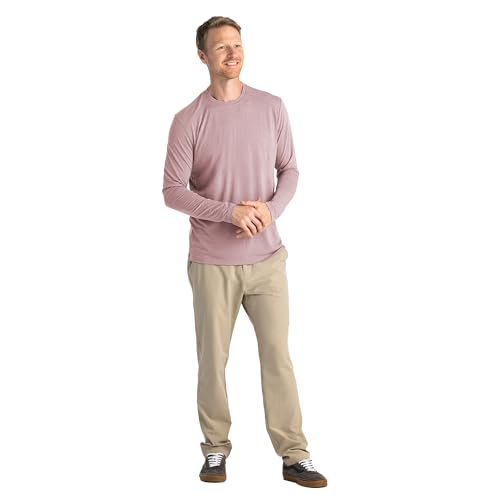 Free Fly Men's Shade Long Sleeve - UPF 50+ Sun Protection Clothing Men's Sun Shirt, Bamboo Viscose Long Sleeve Shirt - Heather Adobe Red, 3X-Large3