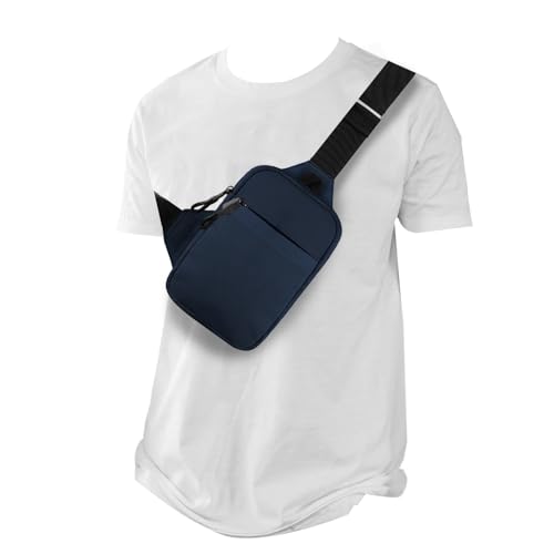 Bolsa cruzada en el pecho azul oscuro para deportes al aire libre y ciclismo