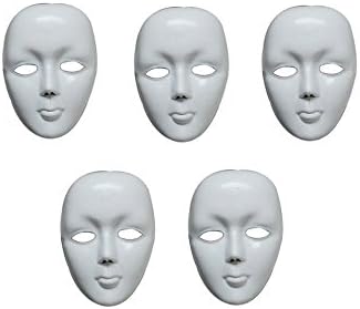 Balloonistics Plain White Mask Suitable for Party, Rama, Festivals, Competition, Dance Pack of 5