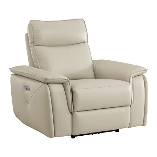 Sillón moderno reclinable piel Taupe miniatura 3
