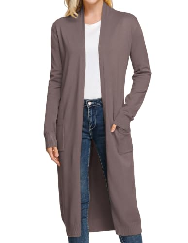 Image of GRACE KARIN Essential Solid Open Front Maxi Long Knitted Cardigan Sweater for Women