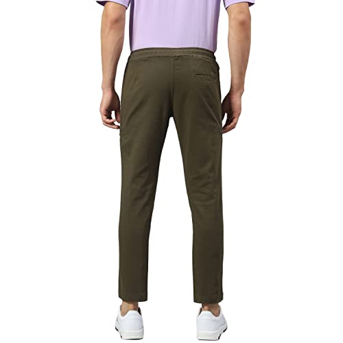 Image of Hubberholme Men's Tapered Fit Cotton Trousers, Ankle Length Elastic & Drawstring Waist Chinos