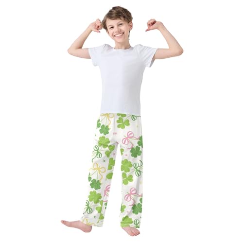 Four Leaf Clover Boys Pants Boys Athletic Pants Long Pant for Boywith Pockets Wide-Leg Size 6-14Y3
