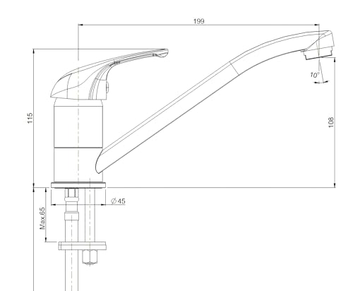 Simplicity Piralla, Kitchen Sink Mixer Tap, Monobloc Single Top Lever with Long Swivel Spout, Single Handle 360° Swivel - Image 2
