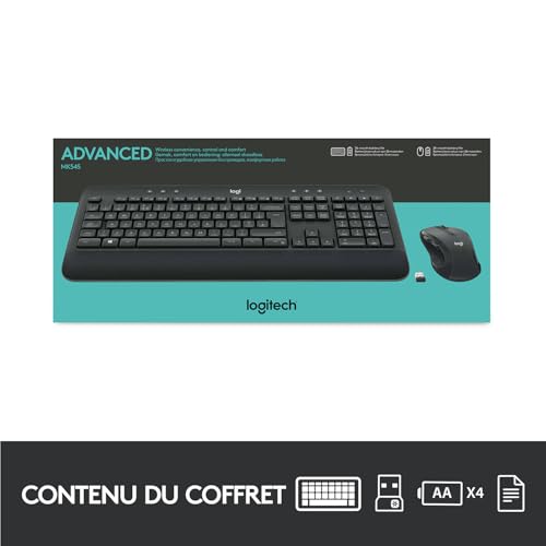 Logitech Ensemble clavier et souris sans fil MK545 ADVANCED, disposition QWERTY US International - Noir