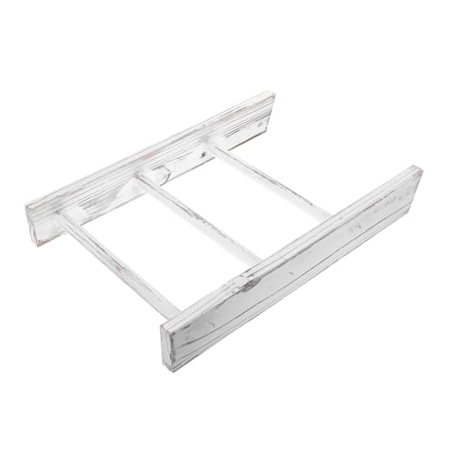 Hemobllo Mini Échelle Porte-Serviettes Décorative Blanche, Bois Naturel, Style Rustique, pour Salle De Bain Cuisine, Gain De Place, Présentoir Multifonctionnel