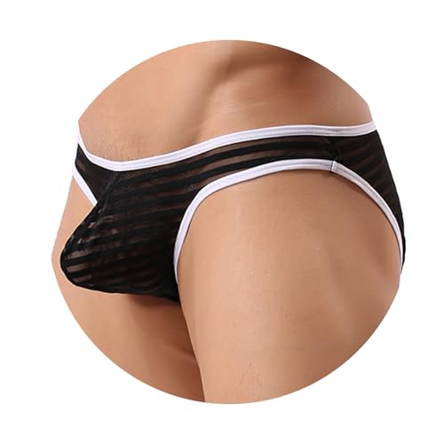 Evankin Men's Sexy Bikini Striped Briefs Underwear With Bulge Pouch Briefs Male Mesh See Through Breathable Underwear3