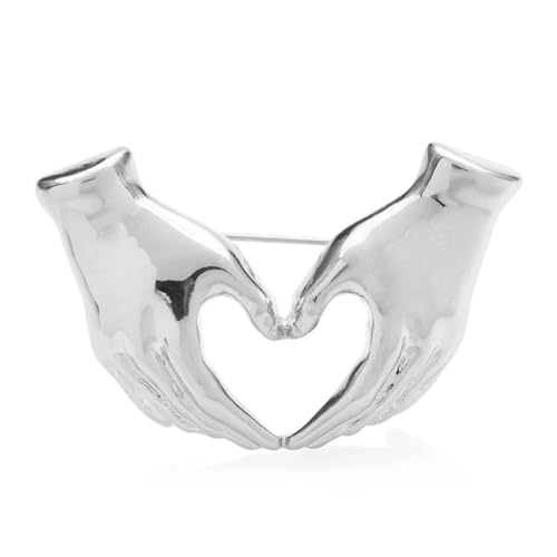 Broche de corazón para mujer, unisex, con forma de corazón, gesto, regalo, manos, broche de hiyab, broche de corazón, joyería de fiesta, Metal
