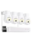 4er 360° PTZ WLAN Kamera Aussen Set 64GB Karte, Personenverfolgung, Farbnachtsicht, 2-Wege-Audio, C280