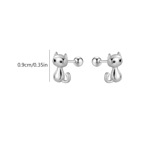 Cute 20g Cat S925 Sterling Silver Screw Back Cartilage Small Stud Earrings for Women Minimalist Lovely Pet Animal Tiny Helix Sleeper Earring Studs Nickel Free Hypoallergenic Jewelry Gifts2