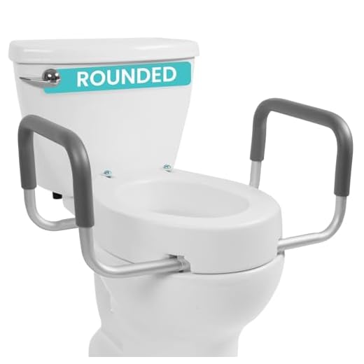 Vive Toilet Seat Risers for Seniors (Raised with Handles) Grab Bar Seat for Seniors - Options for Elongated & Standard Bowls - Elderly Handicap Medical Hip Replacement Surgery Lift, Easy Clean, White