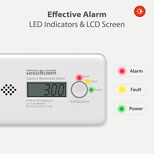 Koolmonoxidemelder, 10 jaar batterij koolmonoxidealarm, CO-alarm met LCD-scherm en test-/stilteknop voldoet aan de… - Afbeelding 6