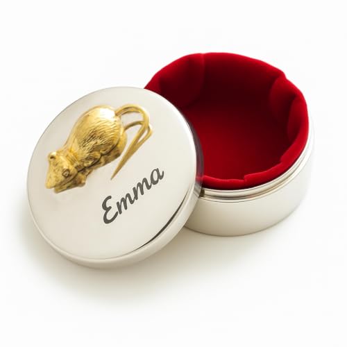 Amikado - Boîte à dents personnalisée souris dorée - Boite à bijoux - Personnalisée avec...