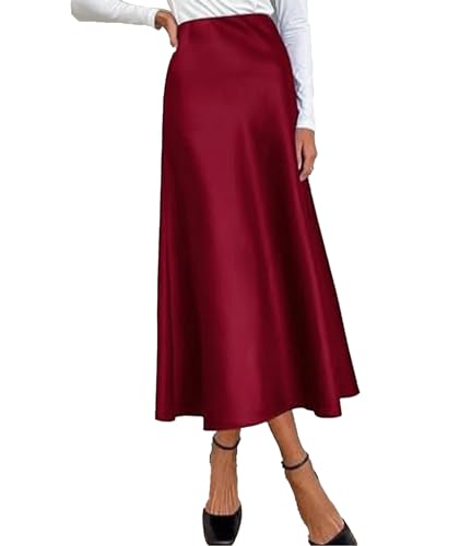 SEMATOMALA 2025 Women Long Satin Spring Summer Skirt Silk Elegant High Waist Cocktail Party Wedding Flared Midi Skirts