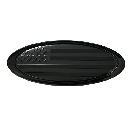 Image of 4.5 Inch American Flag Badge, Front Grill Rear Tailgate Oval Emblem fit for Ford Fiesta Focus EcoSport (Black)