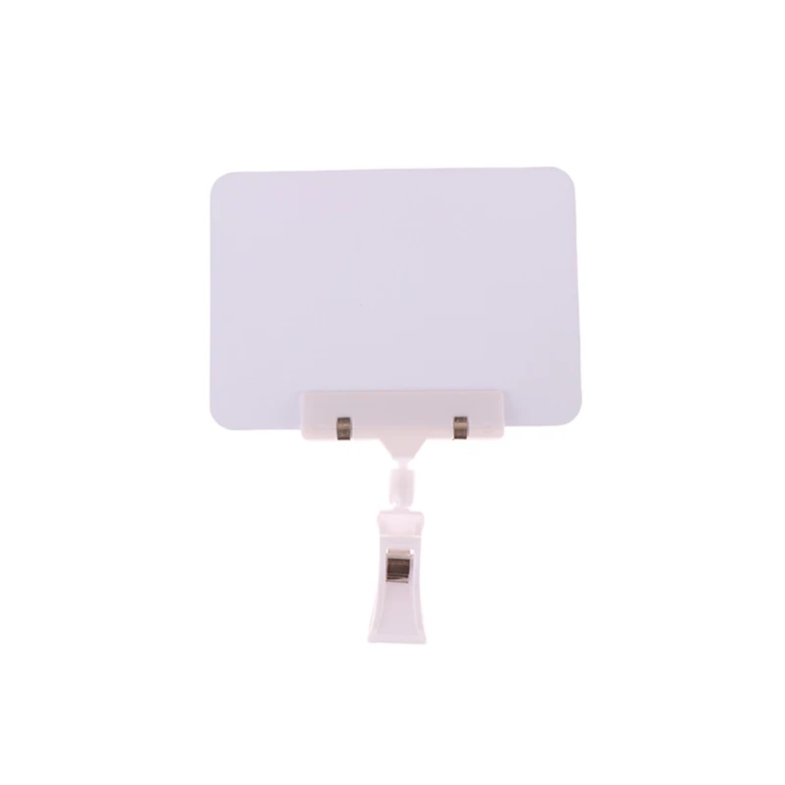 Qvorlth Clip On Sign Holder 20Pcs Fruit Price Tag Merchandise Display Wear-resistant Sign Holder Clip Food Advertising PVC Waterproof Whiteboard For Display(A6 white)