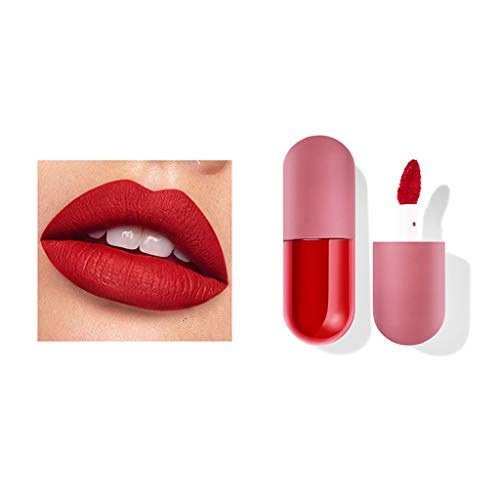 Matte Lipstick, vmree Capsule Matte Lip Glosses Waterproof Long Lasting Moisturizing Liquid Lipstick Cosmetics, Mini Make Up Lip Gloss Highly Pigmented Lip Sticks for All-Day Moisture (N)