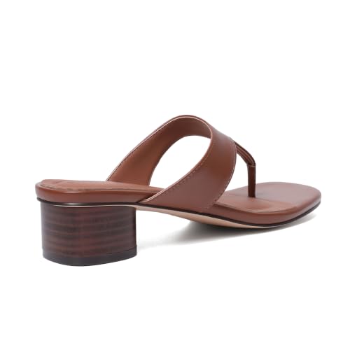 Image of vivianly Women's Suede Low Chunky Block Heel Flip Flops Square Toe Thong Heeled Sandals Casual Slip On Mules for Work Beach Casual Outings