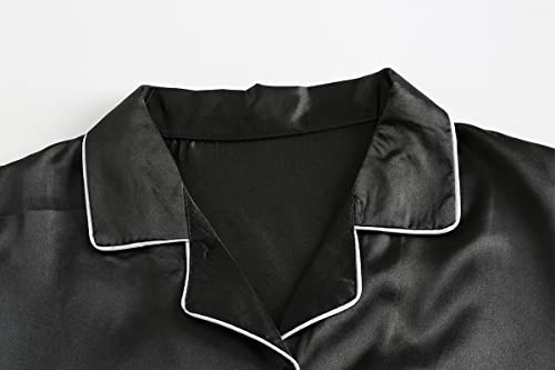 Vopmocld Big Kids Unisex Pjs Set Girls Boys Silk Pajama Sets Satin Clasic Sleepwear Long Sleeve 2 Pieces Button Down Nighty3