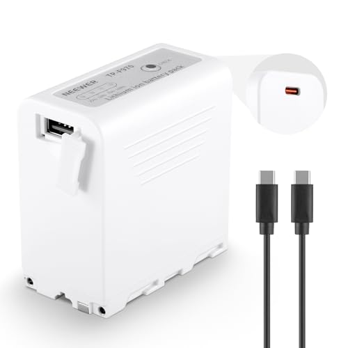 NEEWER 10500mAh NP-F970 Ersatzakku Battery 4,8 Stunden Ladezeit 20W PD Schnellladekabel USB C, wiederaufladbarer Kamera Camcorder Videolicht Akku für Sony FX3/FX30/A7, für Canon R5, für Nikon Z8, weiß