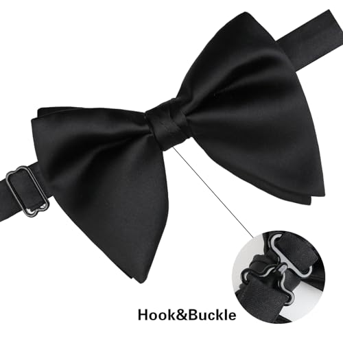 Image of Alizeal Velvet Pre-tied Adjustable Bow Tie for Men Oversize Formal Solid Tuxedo Bowtie