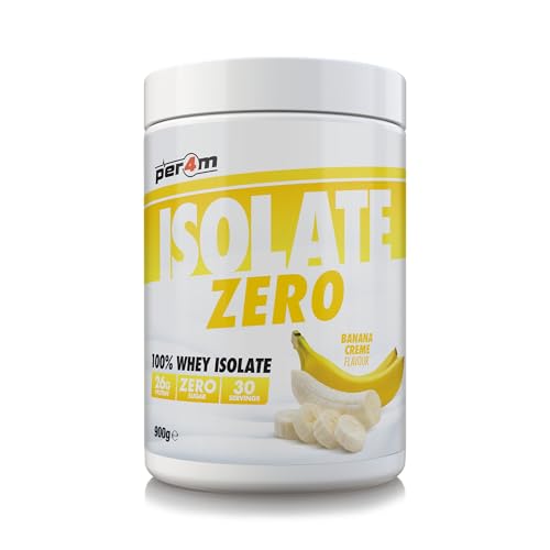 Per4m Isolate Zero Premium Whey Protein Powder | Superior Flavour Ultra Filtered + Amino Acids | Fast Absorbing Zero Sugar Gluten Free Shake for Lean Muscle & Recovery (900g, Banana Creme)