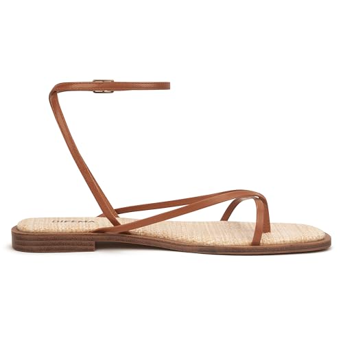 Image of Womens Flats Sandals Square Toe Strappy Ankle Strap Flats