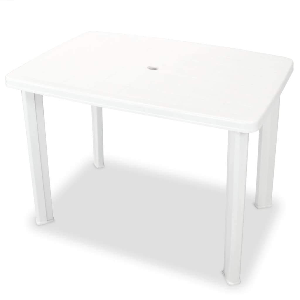 Lot de 3 meubles de bistrot en plastique blanc avec trou pour parasol, 2 chaises pliantes réglables, résistant aux intempéries, pour jardin, balcon