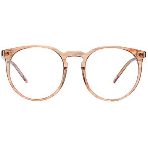 Image of DUCO Retro Round Blue Light Glasses For Men Women Blue Ray Blocking Glasses Computer Gaming Glasses Nylon Lens Acetate Frame Brown 8301