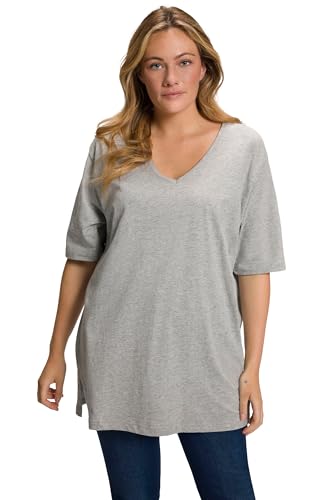 Ulla Popken Camiseta básica en V, Color Gris Claro, 52-54 para Mujer
