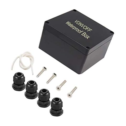 VONVOFF DIY Electrical Box, Universal Junction Box,Dustproof Waterproof IP67 ABS Plastic Box,with 4pcs x M16 Cable Gland,3.27''x3.19''x2.20''(83x81x56mm) Black Cover