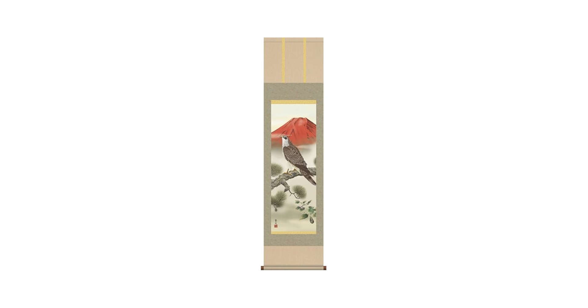 Amazon.co.jp: 掛け軸／掛軸 一富士二鷹三茄子 （井原 蒼竹