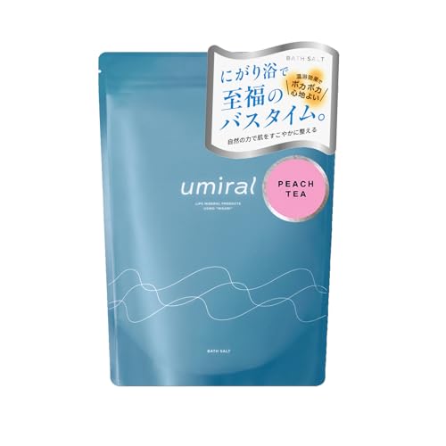 バスソルト 入浴剤 発汗 umiral ウミラル ピーチティ 香り付き にがり トップシェアメーカー 軽量スプーン付き 塩化マグネシウム 風呂釜傷めない 追い焚きOK 塩分99.5%除去 350g×1 (ピーチティ×1)