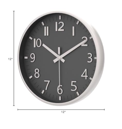 Image of HZDHCLH Grey Wall Clock 12 Inch Silent Non Ticking Clock for Living Room Bedroom Kitchen Office Decor