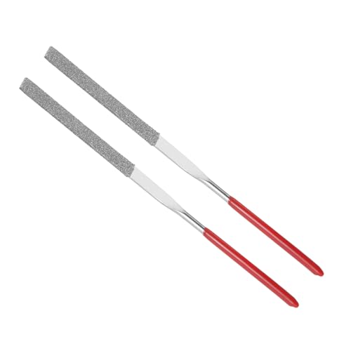 CoCud Pilnik igłowy pokryty diamentami, ziarnistość 150, trzpień 3 mm, długość 140 mm, narzędzie do ostrzenia płaskich pilników diamentowych - (Zastosowania: do metalowego szkła szklanego), 2 sztuki